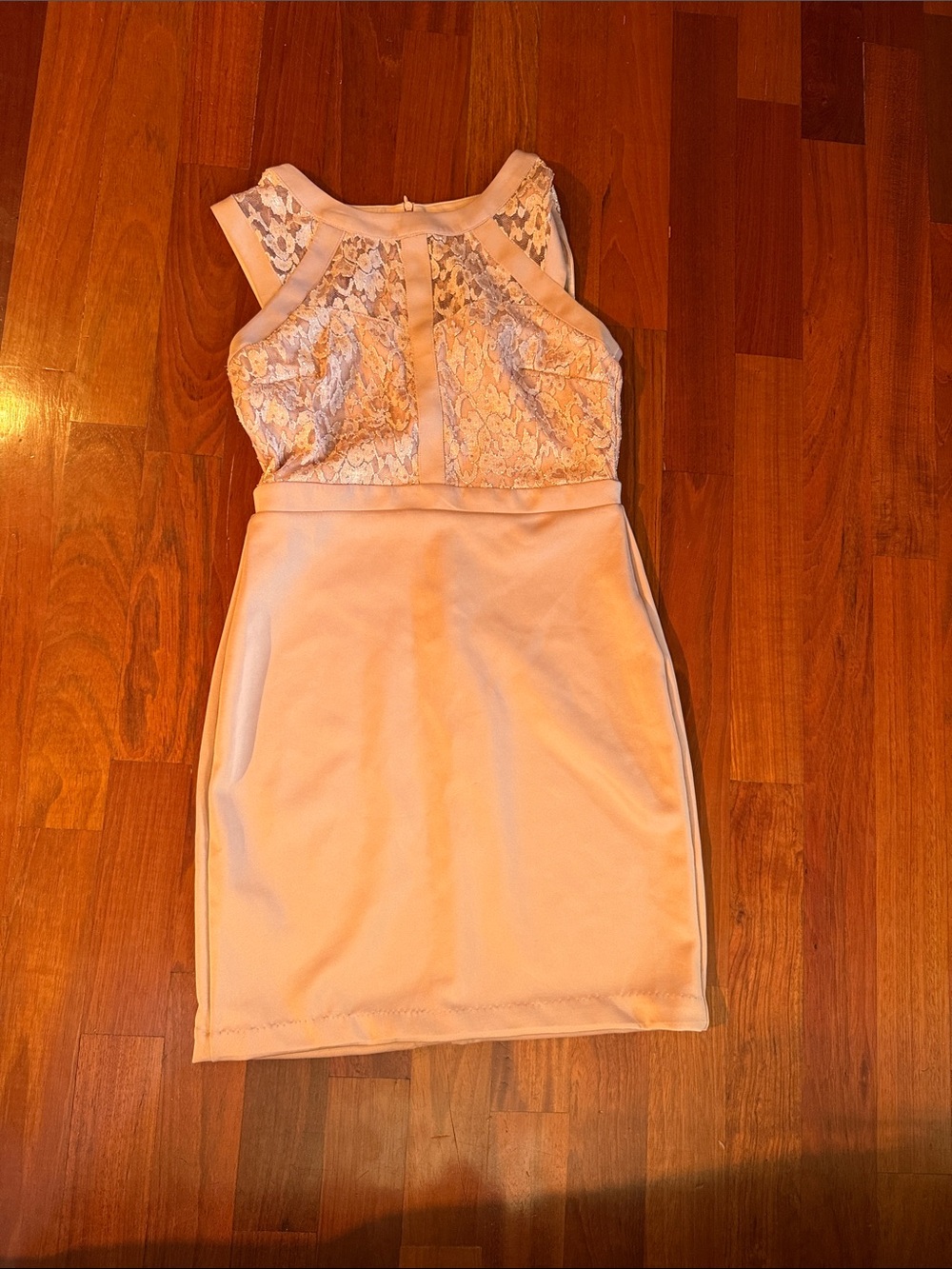 Enfocus Studio Pink Lace-Front Bodycon Dress